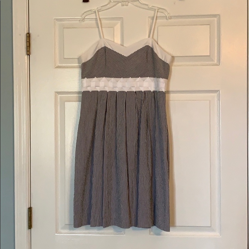 Spaghetti strap, seersucker, empire waist dress